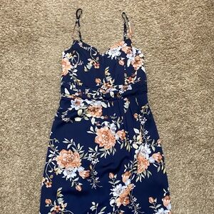 Lulu's Navy Floral Dress